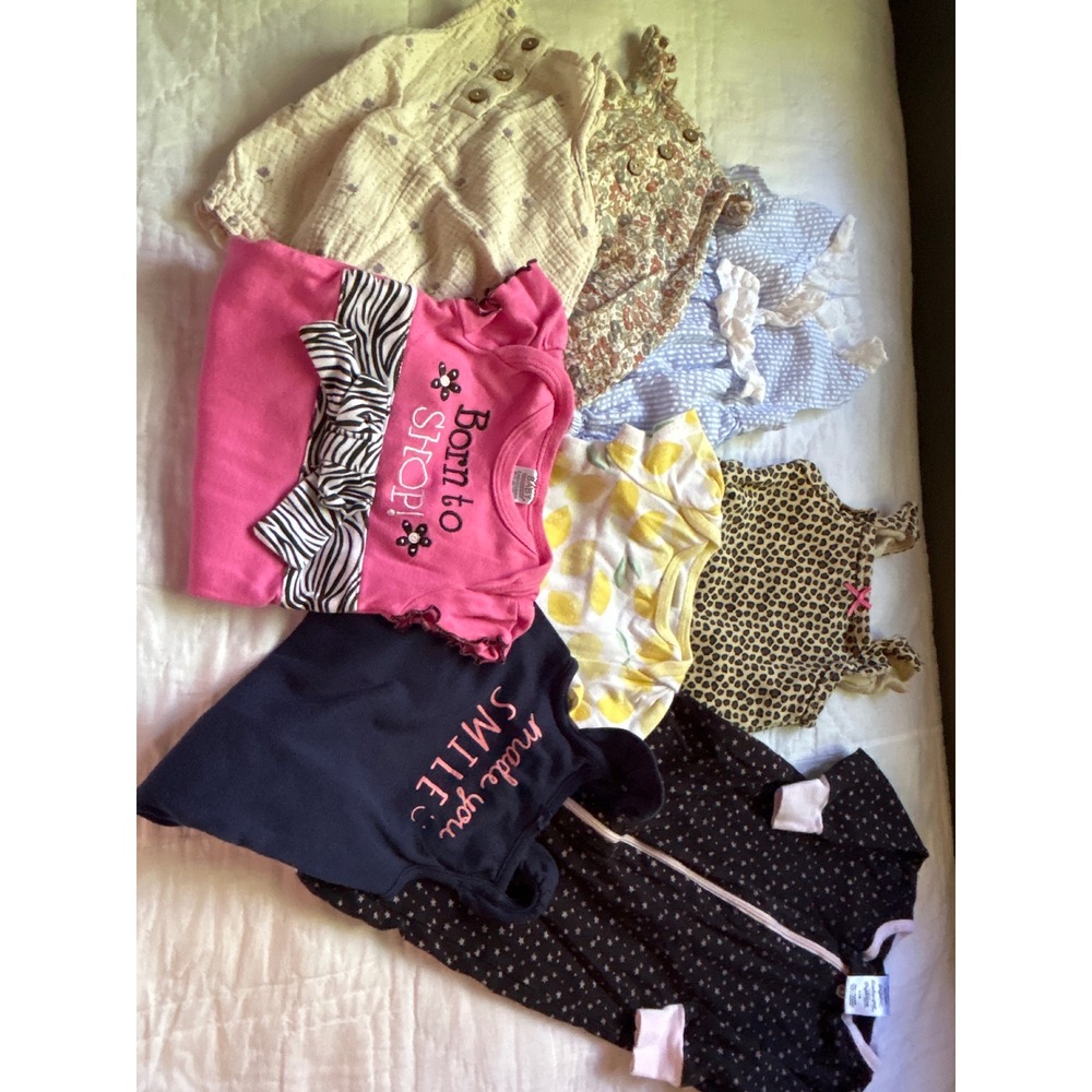 Baby Girl Summer Outfit Lot 8pc Rompers Bodysuits‎ Sleeper 3 Months Floral Lemon